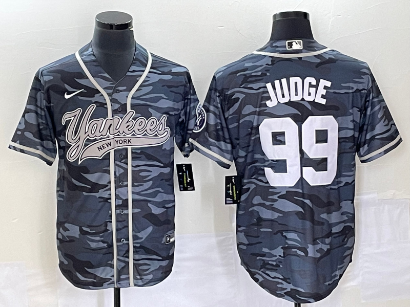 Men's New York Yankees Aaron Judge #99 Grey Camouflage Jersey Joint Edition